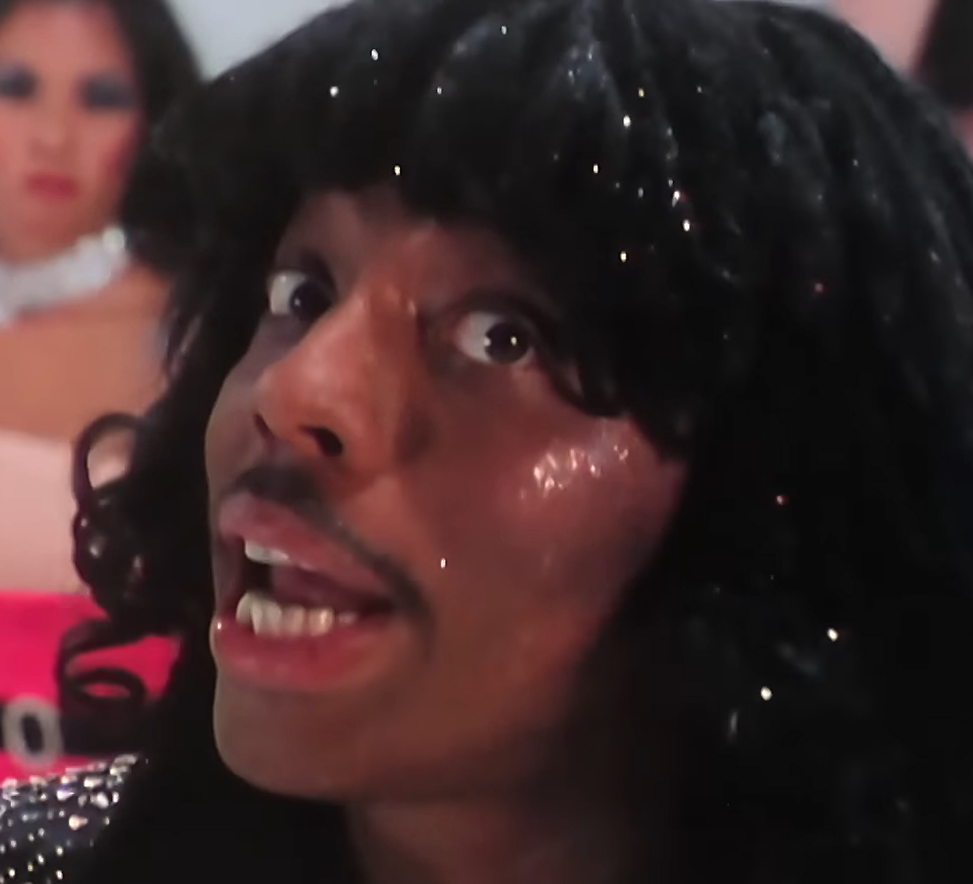 Close-up of Rick James from the Super Freak music video.