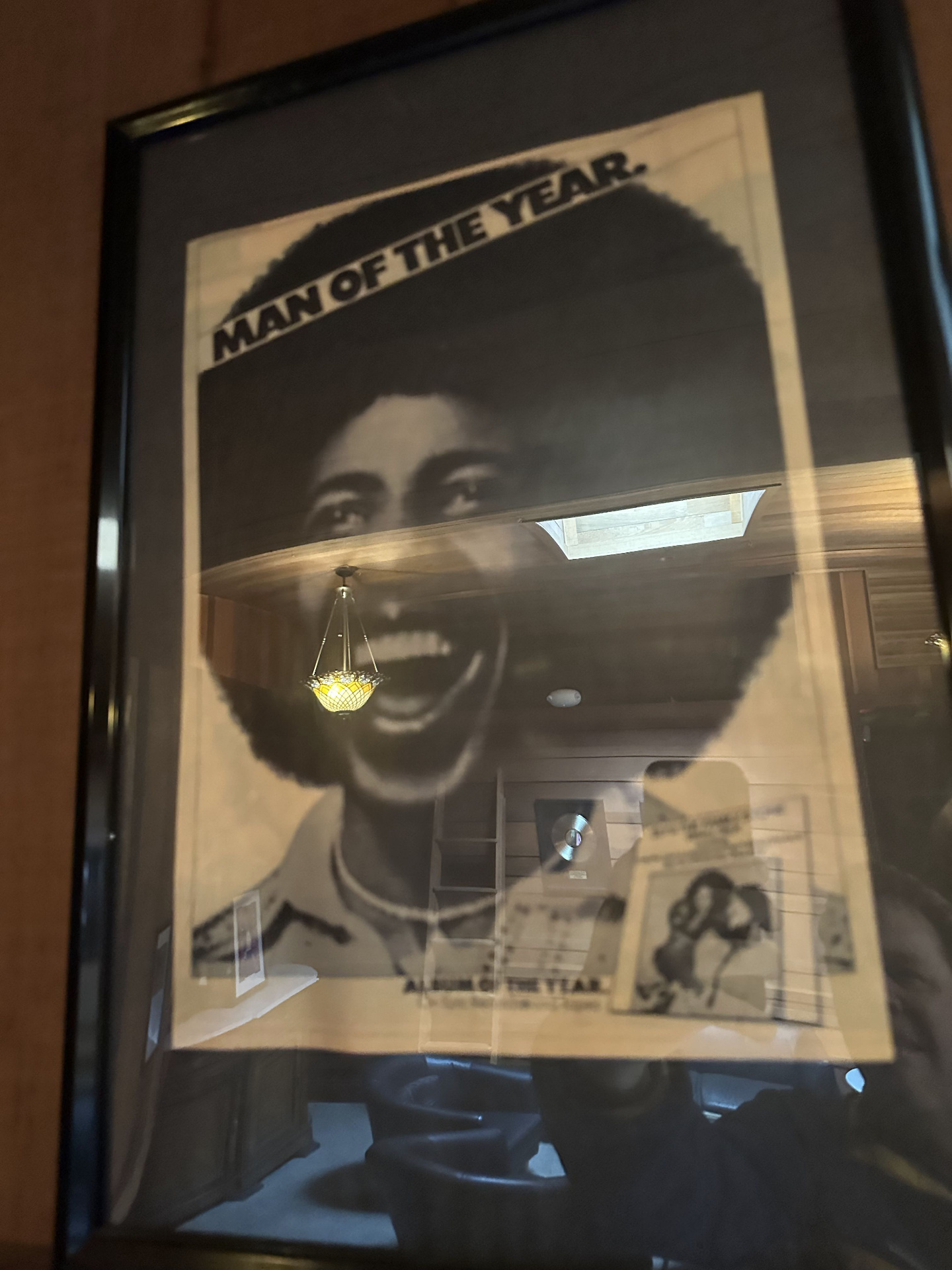'Man of the Year / Album of the Year' — Sly Stone Fresh-era trade ad poster, framed