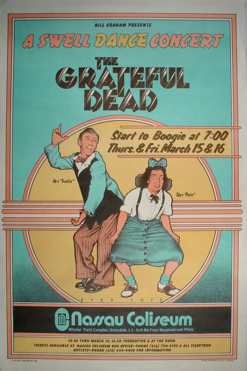 BG-288-3 — Grateful Dead at Nassau Coliseum, March 1973. David Byrd poster, the last in the original Bill Graham series.